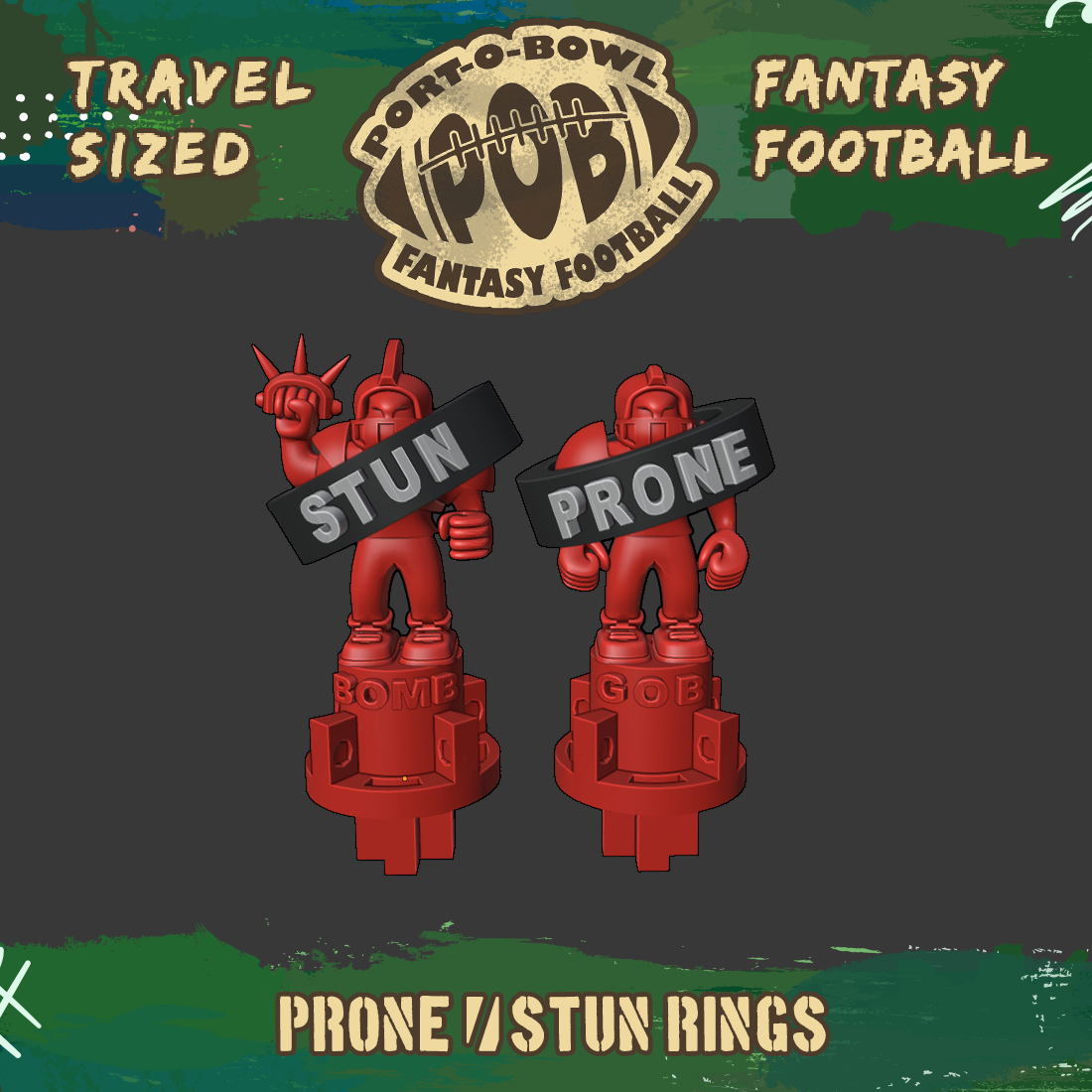 Port-O-Bowl: Travel-sized Fantasy Football Prone/Stun Rings